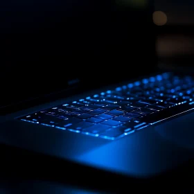 Blue Lit Keyboard in Dark Ambiance