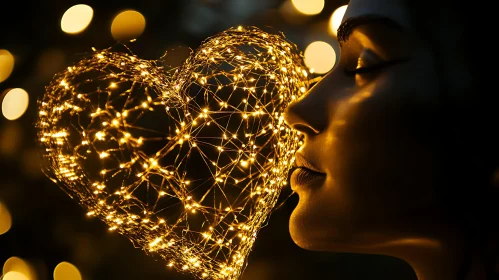 Glowing Heart Near Woman's Face