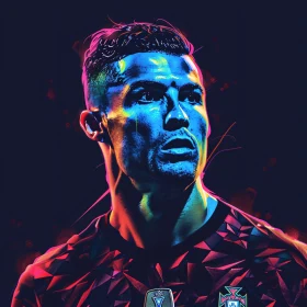 Intense Neon Portrait of Cristiano Ronaldo