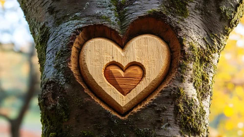 Tree of Love: Carved Heart in Bark