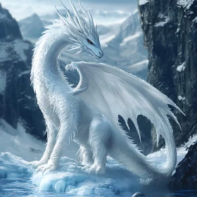 Snow Dragon on Frozen Peak