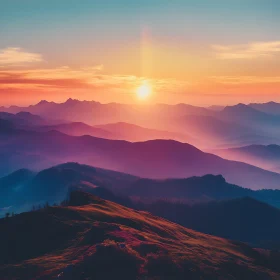 Peaceful Mountain Range at Sunset