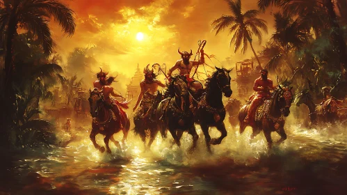 Golden Sunset Horsemen