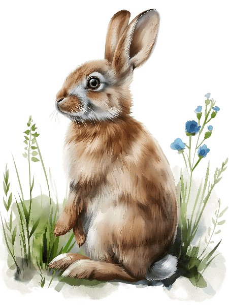 Wild Rabbit Art for T-Shirts POD Design