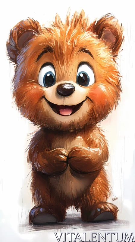 Smiling Animated Bear with Golden Fur AI Image