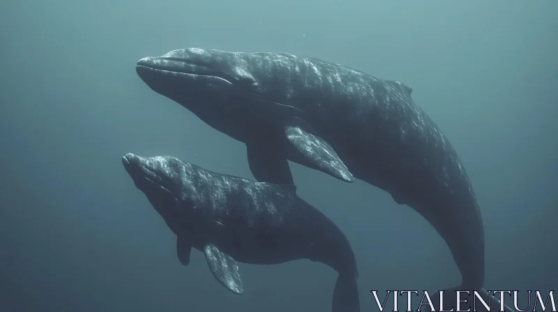 AI ART Graceful Whales in Tranquil Ocean Depths