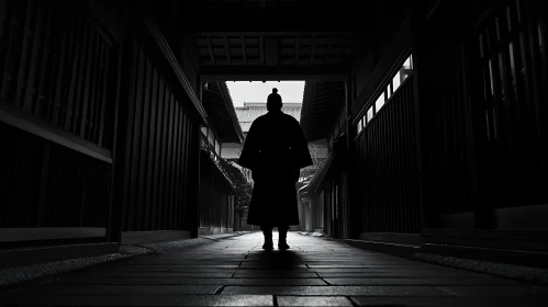 Silhouette Walking Down Dark Alley