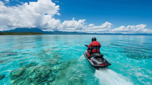 Exhilarating Jetski Ride in Pristine Waters - Captivating Artwork