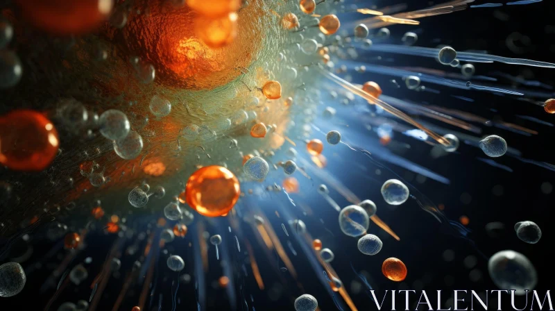 Orange Balls in Space: A Hyper-Realistic Fluid and Organic Rendering AI Image