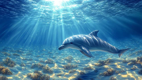 Sunlit Waters and Graceful Dolphin