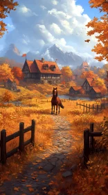 Idyllic Autumn Scene with Horse