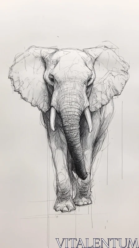 Detailed Elephant Sketch AI Image