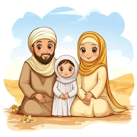 Cartoon Depiction of a Muslim Family