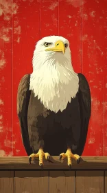 Bald Eagle on Wooden Railing