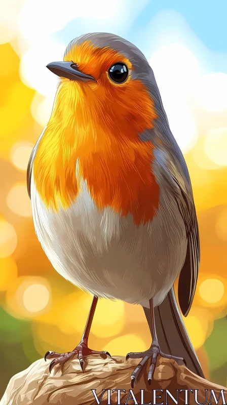 Colorful Robin Illustration AI Image