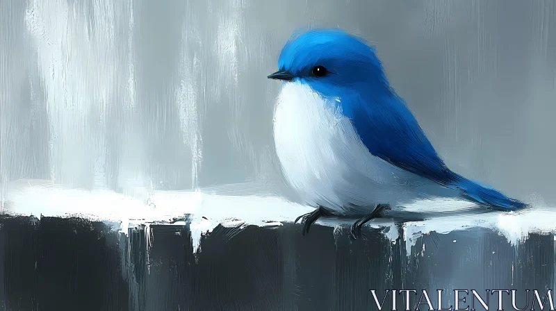 Winter Bluebird Illustration AI Image