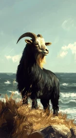 Goat on a Rocky Shore