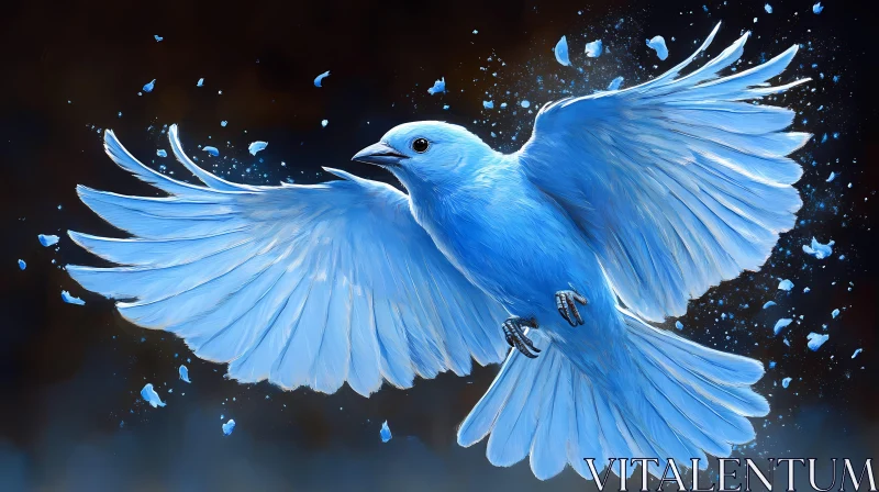 Abstract Blue Winged Bird Artwork AI Image