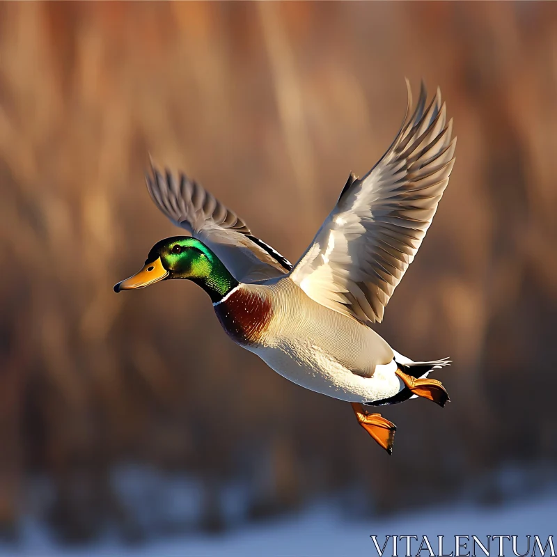 Mallard Duck Flying AI Image