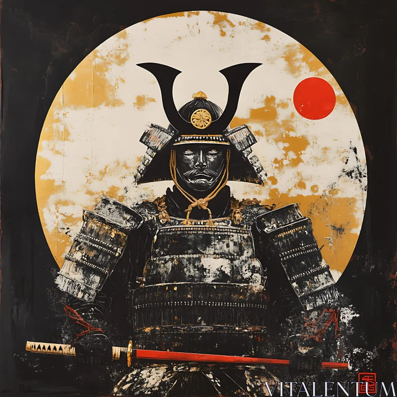 AI ART Samurai in Armor with Red Sun