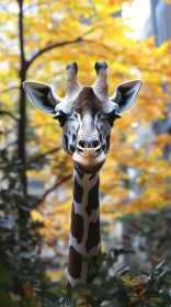 Autumn Giraffe Scene