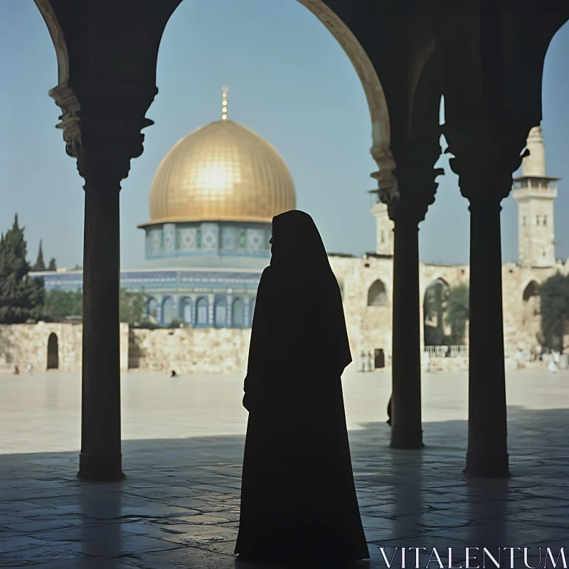 Woman in Shadow, Jerusalem's Dome AI Image