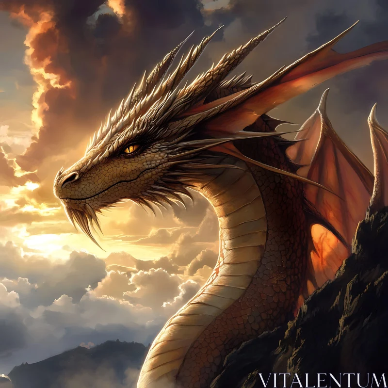 Dragon Against the Sunset AI Image