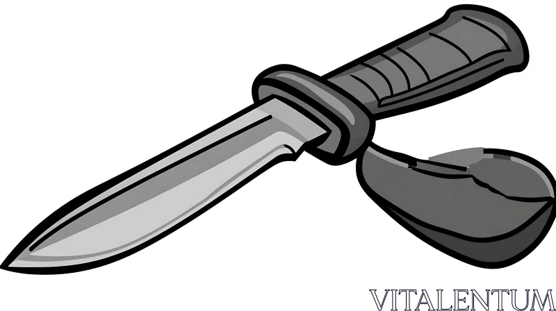 AI ART Grey Blade Knife Cartoon Image