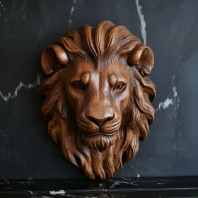 Wooden Lion Head