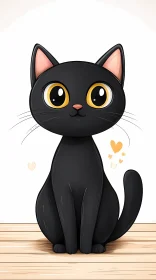 Cute Black Cat Drawing