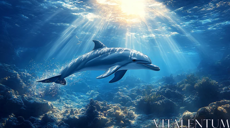 Graceful Dolphin Underwater AI Image