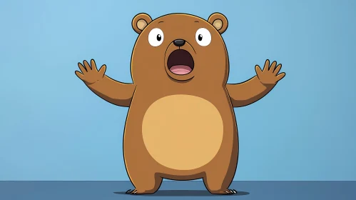 Funny Animated Bear with Wide Eyes