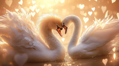 Romantic Swans Forming Heart Shape