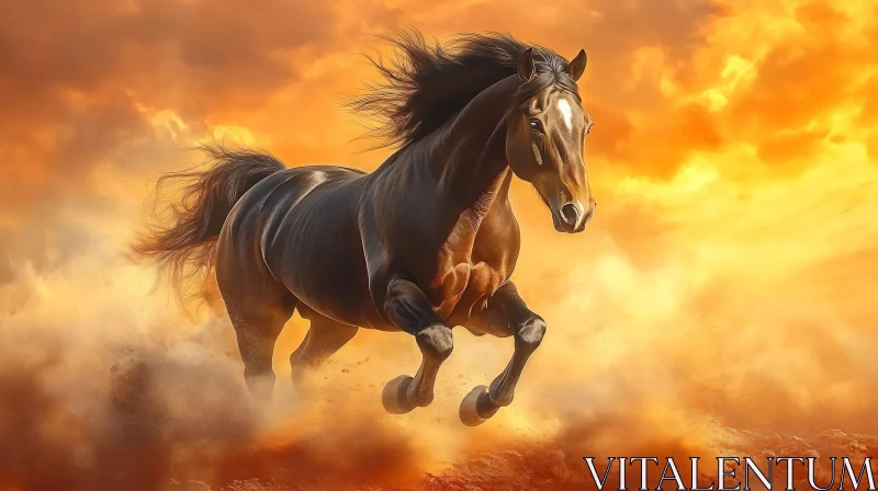 AI ART Wild Horse in Sunset Glow