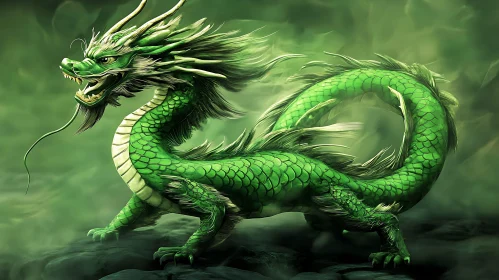 Verdant Dragon in Mystical Haze