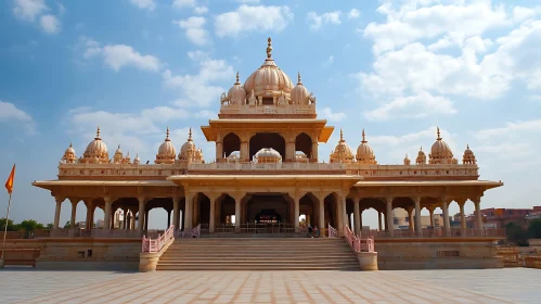 Indian Temple Under Cloudy Sky