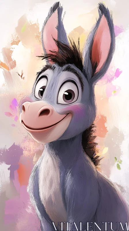 Joyful Cartoon Donkey Art AI Image