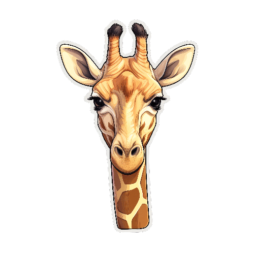 POD Design Cartoon Giraffe Head Illustration for T-Shirt and POD