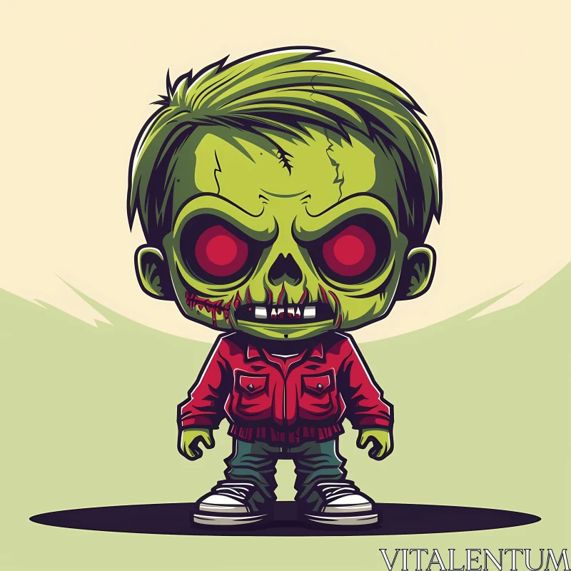 Cartoon Zombie Boy Illustration - Suitable for Children's Media AI Image
