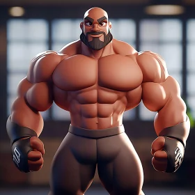 Cartoon Styled Muscular Man Illustration