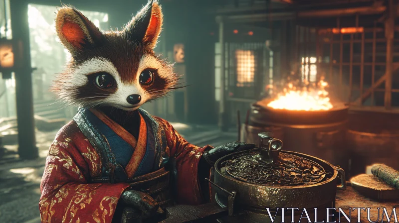 Anthropomorphic Raccoon Cook AI Image