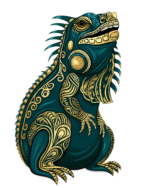 Ornate Iguana Design T-Shirt Art POD Design