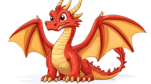 Cartoon Dragon with a Cheerful Expression