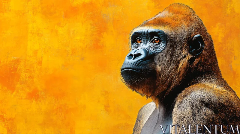 Artistic Gorilla Against Vibrant Backdrop AI Image