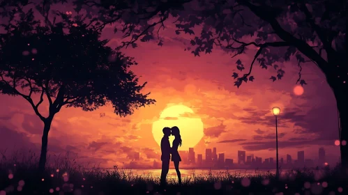 Couple's Silhouette at Sunset