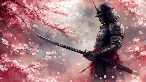 Warrior in the Spring - Samurai Art