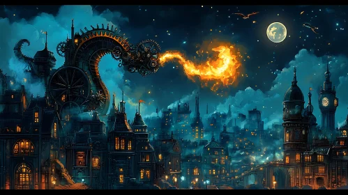 Clockwork Dragon Cityscape