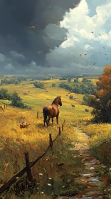 Horse and Approaching Storm