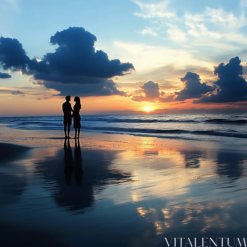 AI ART Couple at Sunset on Beach