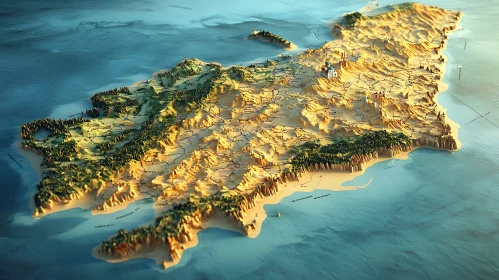 Relief Map: Mountains and Coastline